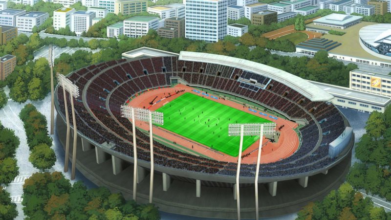 Der Täter plant, die riesige Anzeigetafel über der vollen Zuschauertribüne im Fußballstadion in die Luft zu jagen. Kann Conan die Katastrophe noch rechtzeitig verhindern? – Bild: GOSHO AOYAMA /​ DETECTIVE CONAN COMMITTEE
