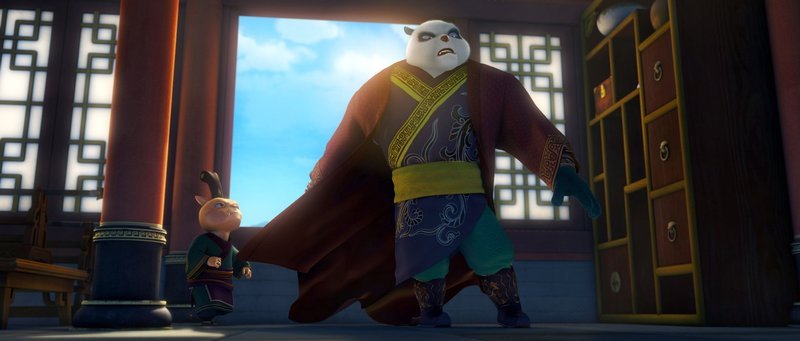 Der bösartige Panda Splash, der bereits den alten Meister auf dem Gewissen hat, will nun auch Tutu und dessen Kräfte auslöschen. – Bild: Super RTL