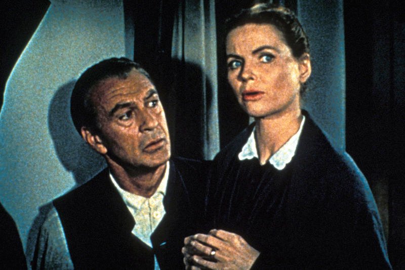 Jess Birdwell (Gary Cooper) und seine Frau Eliza (Dorothy McGuire) schauen besorgt in die Zukunft. – Bild: ZDF /​ © Warner Bros. Entertainment Inc.