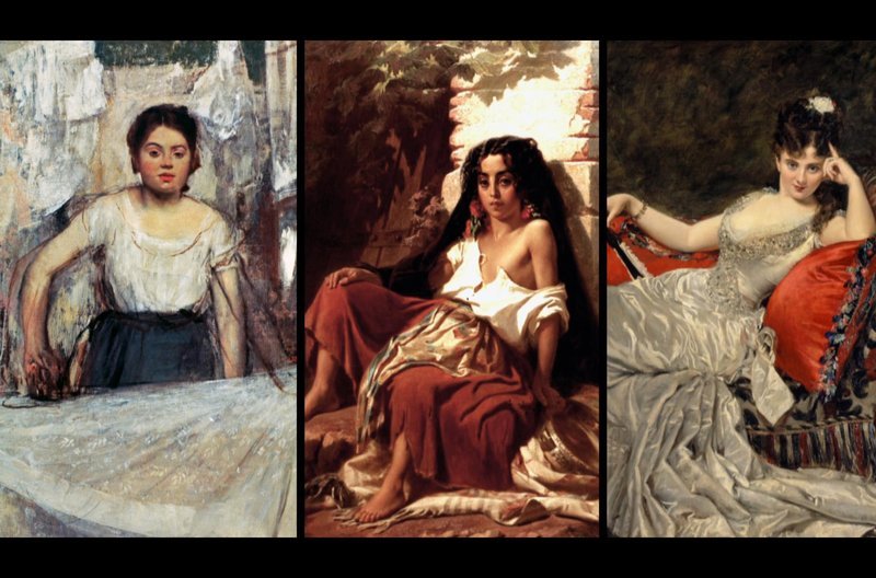 Die Kurtisane (re.), die Grisette (li.) und die Zigeunerin (Mi.) wurden dank bedeutender Künstler zu den großen emblematischen Frauenfiguren des 19. Jahrhunderts. – Bild: ARTE France /​ © Telmondis