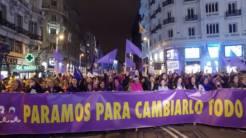 Generalstreik der spanischen Frauen am 8.3.2018 Madrid – Bild: ZDF und Raúl Vaquero.