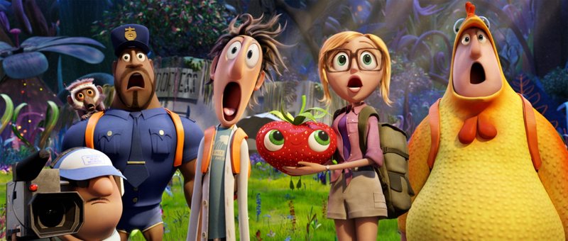 Manny (Benjamin Bratt), Steve the Monkey (Neil Patrick Harris), Earl (Terry Crews), Flint (Bill Hader), Barry the Strawberry, Sam Sparks(Anna Faris) and Brent (Andy Samberg) in Sony Pictures Animation – Bild: Nova Broadcasting Group Manny (Benjamin Bratt), Steve the Monkey (Neil Patrick Harris), Earl (Terry Crews), Flint (Bill Hader), Barry the Strawberry, Sam Sparks(Anna Faris) and Brent (Andy Samberg) in Sony Pictures Animation – Bild: Nova Broadcasting Group
