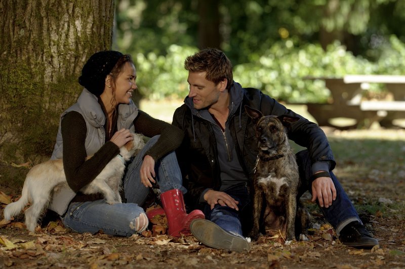 Beim Hunde ausführen funkt es zwischen Jessie (Arielle Kebbel) und Aiden (Andrew W. Walker). – Bild: VOX/​Sonar Entertainment