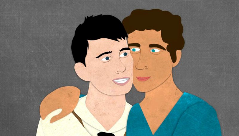 Ein homosexuelles Paar (Grafik von Eva Münnich) – Bild: HR Ein homosexuelles Paar (Grafik von Eva Münnich) – Bild: HR