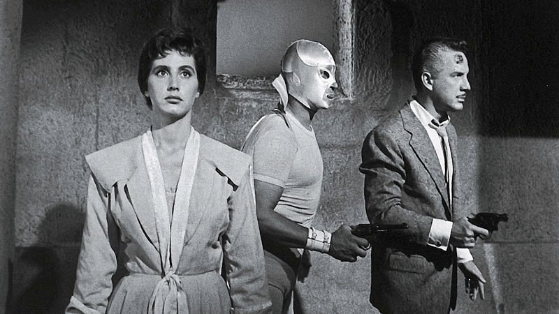 Es kommt zu heftigen Auseinandersetzungen, als sich Flors (Rosa Arenas) Geliebter, Dr. Almada (Ramón Gay, re.) dem verbrecherischen Dr. Krupp und seinen Gefolgsleuten in den Weg stellen. Besonders mit El Ángel (Crox Alvarado, Mi.) ist nicht zu spaßen. – Bild: ARD / © Winkler Film Es kommt zu heftigen Auseinandersetzungen, als sich Flors (Rosa Arenas) Geliebter, Dr. Almada (Ramón Gay, re.) dem verbrecherischen Dr. Krupp und seinen Gefolgsleuten in den Weg stellen. Besonders mit El Ángel (Crox Alvarado, Mi.) ist nicht zu spaßen. – Bild: ARD / © Winkler Film