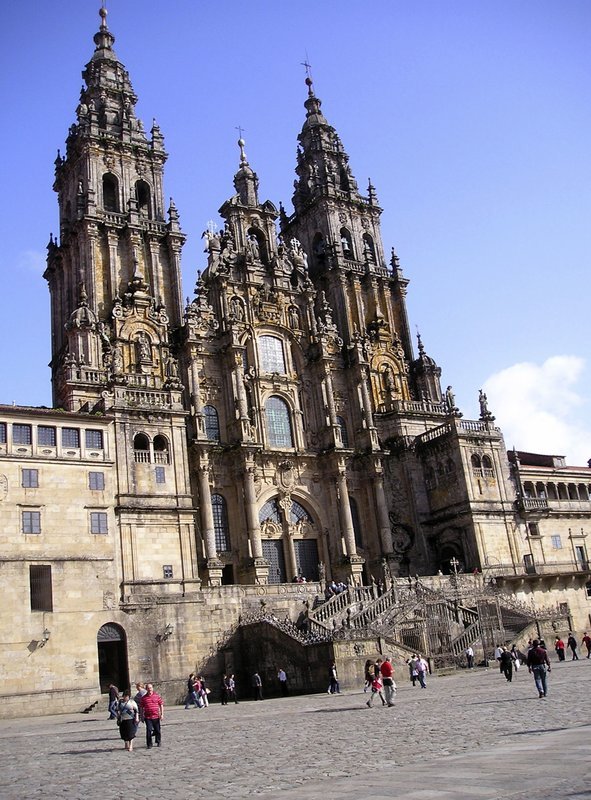 Blick auf die Kathedrale von Santiago de Compostela. – Bild: HR/​Dagmar Hase