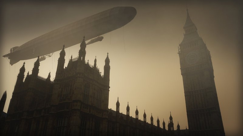 Bildunterschrift: Im Mai 1915 griff Deutschland erstmals die Hauptstadt Großbritanniens mit einem Zeppelin an, wodurch auch Zivilisten zum Angriffsziel wurden. – Bild: WELT