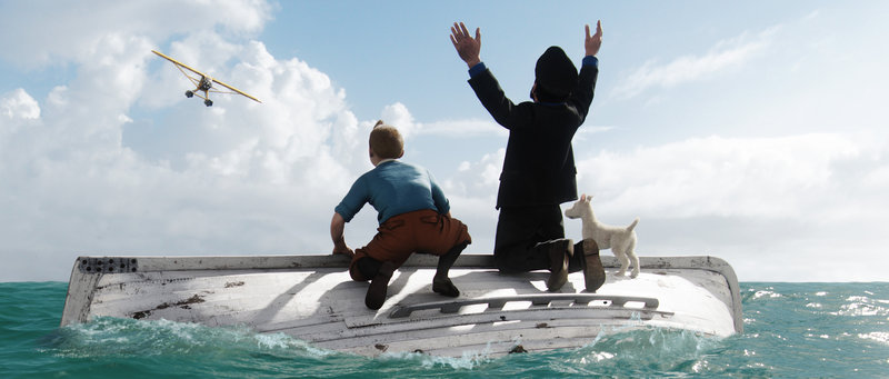 Bei ihrem Abenteuer geraten Tim (l.), Kapitän Haddock (M.) und Struppi (r.) in große Gefahr ... – Bild: kabel eins Classics Bei ihrem Abenteuer geraten Tim (l.), Kapitän Haddock (M.) und Struppi (r.) in große Gefahr ... – Bild: kabel eins Classics