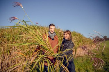 Die ?Xenius?-Moderatoren Emilie Langlade und Adrian Pflug sind in das Bioenergiedorf Siebeneich gereist, um dort Miscanthus ? auch Chinaschilf genannt ? zu ernten. Es gilt als eine umweltfreundliche Heizalternative. – Bild: ZDF / © Janett Kartelmeyer/AVE Die ?Xenius?-Moderatoren Emilie Langlade und Adrian Pflug sind in das Bioenergiedorf Siebeneich gereist, um dort Miscanthus ? auch Chinaschilf genannt ? zu ernten. Es gilt als eine umweltfreundliche Heizalternative. – Bild: ZDF / © Janett Kartelmeyer/AVE