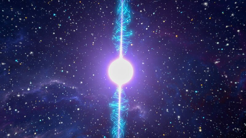 Laut einer Theorie könnte die Schleifen-Quanten-Gravitation eine Art Umkehrprozess zur Folge haben, der dafür sorgt, dass Schwarze Löcher ihre Energie freisetzen und den Ereignishorizont verschlucken – die Entstehung eines Weißen Lochs als Evolutionsstufe seines astronomischen Gegenstücks. – Bild: N24 Doku