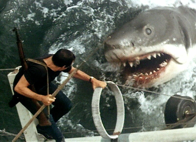 Martin Brody (Roy Scheider) führt einen Kampf auf Leben und Tod gegen den Killer-Hai. – Bild: TVNOW
