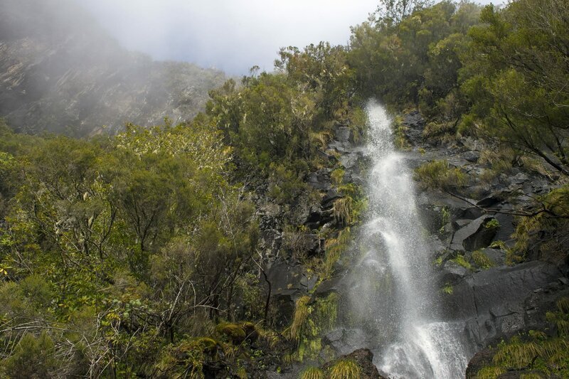 Das Wasser aus dem regenreichen Norden der Insel stürzt in zahlreichen Wasserfällen zu Tal. – Bild: ZDF und Axel Gomille