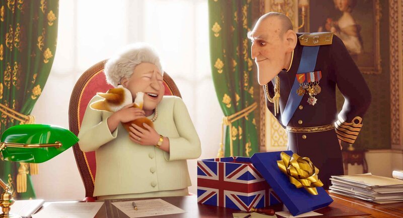 L-R: Rex, Königin Elizabeth und Prinz Philip, Herzog von Edinburgh – Bild: Disney Channel
