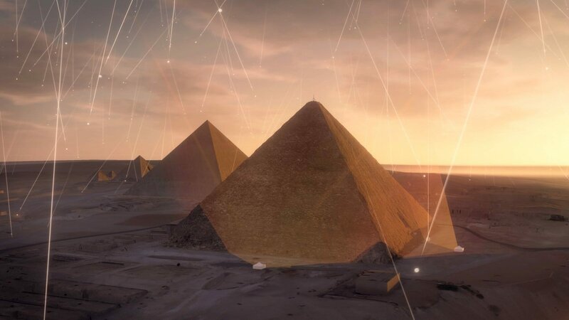 Die drei Pyramiden von Gizeh im Myonen-Schauer. – Bild: ZDF und Quentin Esperse./​Quentin Esperse