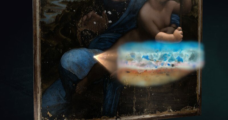 Analyse de la couche picturale du tableau „La Vierge au fuseau“ – Bild: Iliade Productions /​ © Iliade Productions