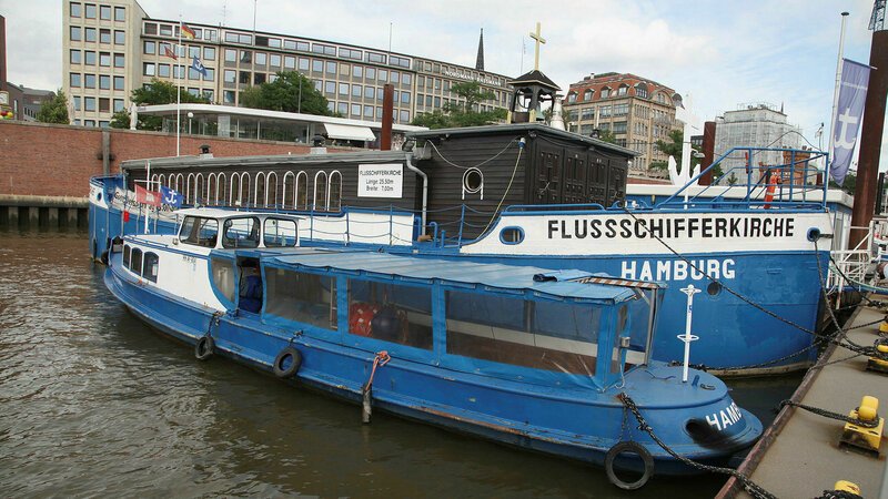 Hamburg – Welthafen mit schwimmender Kirche Die Flussschifferkirche im Hamburger Binnenhafen SRF/​MedienKontor /​ J. Michael Schumacher – Bild: SRF2