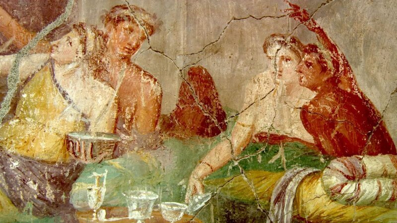 Fresko von einem Festgelage im antiken Badeort Baiae am Golf von Neapel – Bild: Lion TV /​ Fresko von einem Festgelage im antiken Badeort Baiae am Golf von Neapel