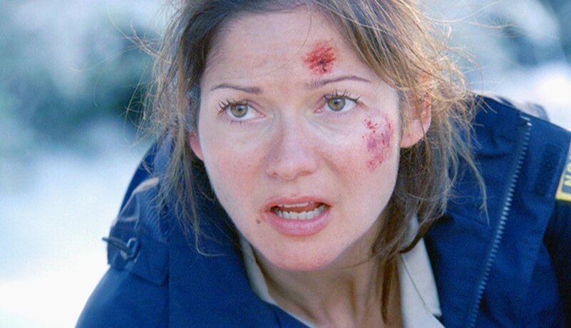 Bei einem Flugzeugabsturz in den Bergen wurde Jordan (Jill Hennessy) nur leicht verletzt. Nun hat sie aber Angst, bei den eisigen Temperaturen zu erfrieren. – Bild: RTL Crime