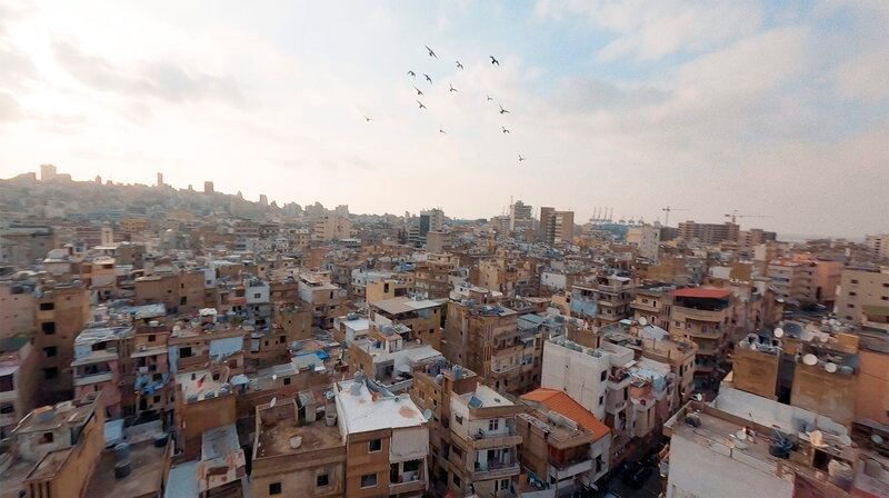 Taubenschwarm dreht seine Kreise über Beirut – Bild: SWR/​FFL/​Jonas Schneider