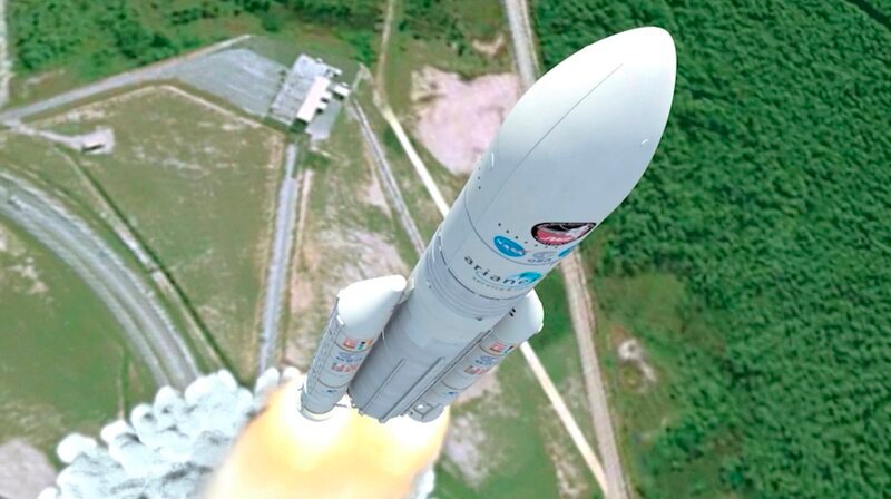 Animation des Raketenstarts der Ariane 5. – Bild: HR/​ESA