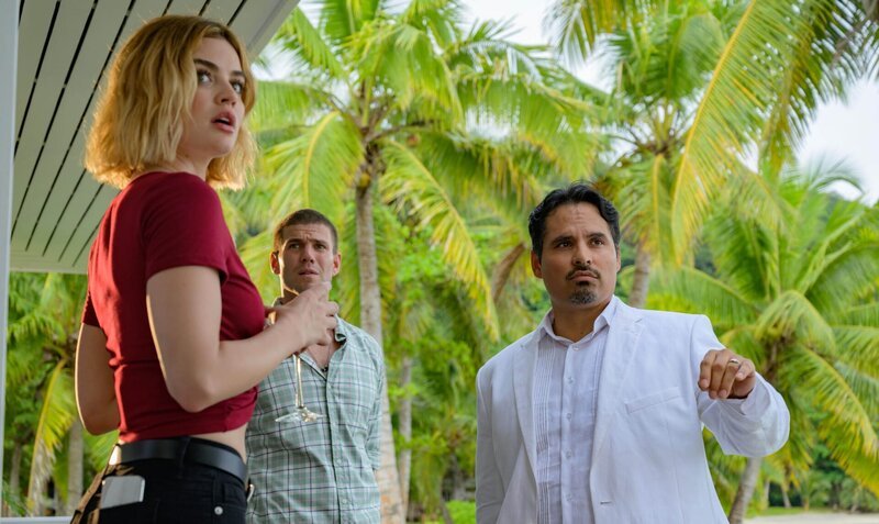 Lucy Hale, Austin Stowell and Michael Peña in Columbia Pictures’ BLUMHOUSE’S FANTASY ISLAND. – Bild: InfoTV