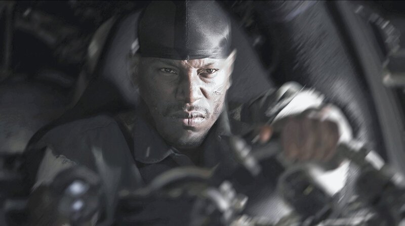 Schreckt vor nichts zurück, um lebend ans Ziel zu kommen: Machine Gun Joe (Tyrese Gibson) … – Bild: © 2008 Universal Studios. / Takashi Seida / Takashi Seida Schreckt vor nichts zurück, um lebend ans Ziel zu kommen: Machine Gun Joe (Tyrese Gibson) … – Bild: © 2008 Universal Studios. / Takashi Seida / Takashi Seida
