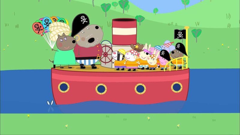 L-r: Mrs. Dog, Granddad Dog, Zoe Zebra, Suzy Sheep, Pedro Pony, Rebecca Rabbit, Richard Rabbit, Peppa Pig, George Pig, Emily Elephant, Danny Dog – Bild: Paramount
