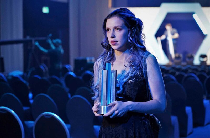 treamerin Pia Scholz (Shurjoka) auf dem Deutschen Computerspielpreis in Berlin – Bild: MDR/​Marie Brand