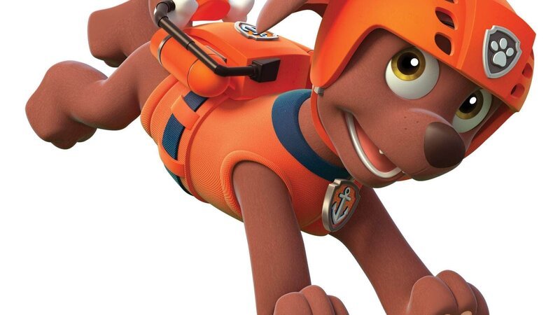 Labrador Zuma fühlt sich im Wasser zu Hause: Surfen, tauchen und schnelle Fahrten mit seinem Luftkissenboot sind sein Spezialgebiet. Eine weitere Lieblingsbeschäftigung von ihm ist vor allem eins: lachen! – Bild: 2016 Spin Master PAW Productions Inc. All Rights Reserved. © 2016 Viacom International Inc.