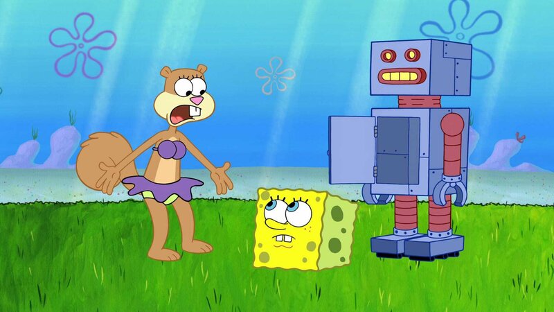 L-R: Sandy, SpongeBob, Sandy’s robot – Bild: ViacomCBS