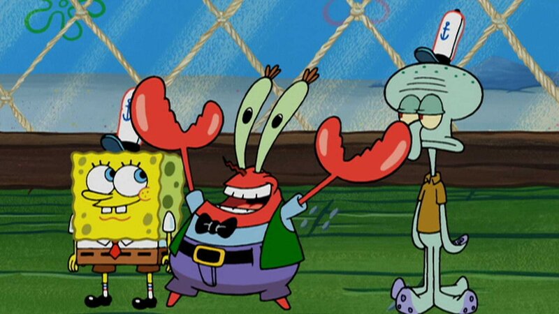 L-R: SpongeBob, Mr. Krabs, Squidward – Bild: ViacomCBS