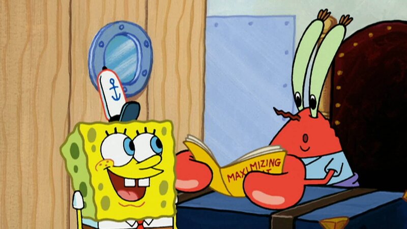 L-R: SpongeBob, Mr. Krabs – Bild: ANNÉE Viacom International Inc. Tous droits réservés. Nickelodeon, Bob l’éponge et tous les autres titres, logos et personnages qui y sont associés sont des marques de commerce de Viacom International inc. Créé par Stephen Hillenburg.
