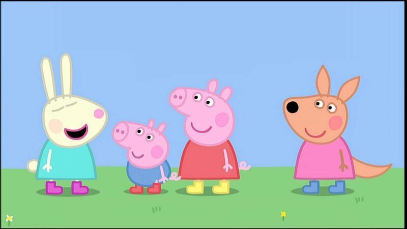 v.li.: Rebecca Rabbit (character), George Pig, Peppa Pig, Kylie Kangaroo – Bild: PLURIMEDIA (Astley Baker Davies /​ Rubber Duck /​ Entertainment /​ Eone)