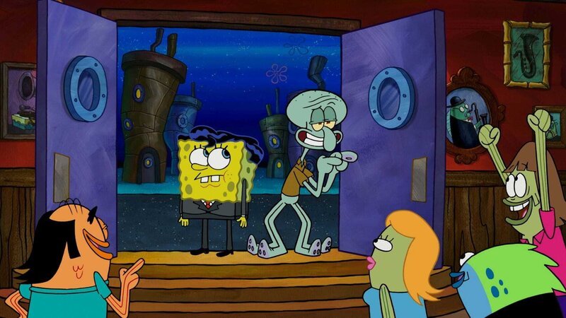L-R, hinter: SpongeBob, Squidward – Bild: Paramount