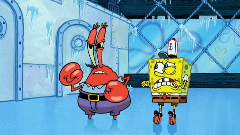 L-R: Mr. Krabs, SpongeBob – Bild: ANNÉE Viacom International Inc. Tous droits réservés. Nickelodeon, Bob l’éponge et tous les autres titres, logos et personnages qui y sont associés sont des marques de commerce de Viacom International inc. Créé par Stephen Hillenburg.