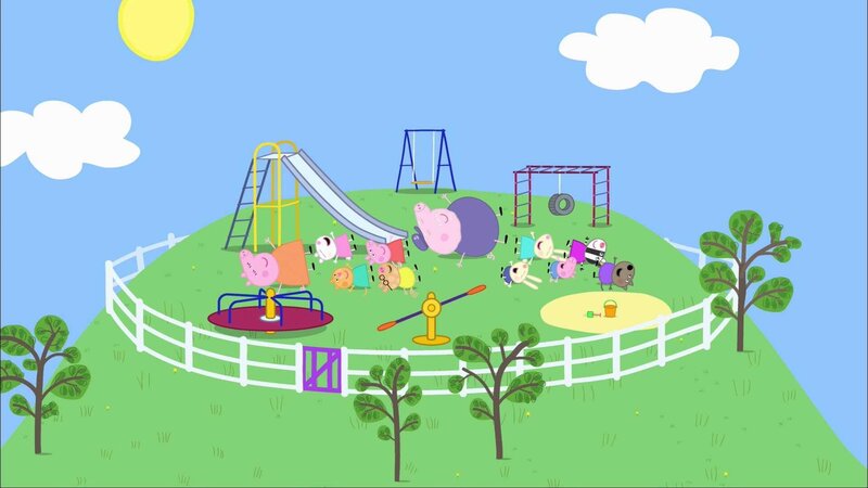 L-R: Mummy Pig, Suzy Sheep, Candy Cat, Peppa Pig, Pedro Pony, Grandpa Pig, Richard Rabbit, Rebecca Rabbit, George Pig, Zoe Zebra, Danny Dog – Bild: Paramount