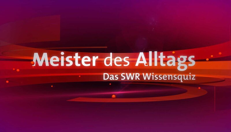 S√úDWESTRUNDFUNK Meister des Alltags – Das SWR Wissensquiz Moderator Florian Weber stellt in seinem SWR Wissensquiz ‚ÄûMeister des Alltags‘Äú die Alltagstauglichkeit seiner prominenten Kandidaten auf die Probe. ‚ÄûMeister des Alltags‘Äú spendet seinen Gewinn einem guten Zweck, jeweils montags um 22:30 Uhr im SWR Fernsehen. Logo. ¬© SWR, honorarfrei – Verwendung gem√§√ü der AGB im engen inhaltlichen, redaktionellen Zusammenhang mit genannter SWR-Sendung und bei Nennung „Bild: SWR“ (S2+). SWR-Pressestelle/​Fotoredaktion, Baden-Baden, Tel: 07221/​929–22287, Fax: -929–22059, foto@swr.de – Bild: @ SWR-Pressestelle/​Fotoredaktion