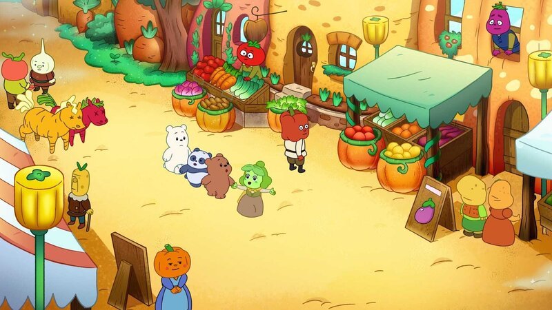 Mitte l-r: Baby Ice Bear, Baby Panda, Baby Grizzly und Lady Lima. – Bild: Courtesy of Warner Brothers