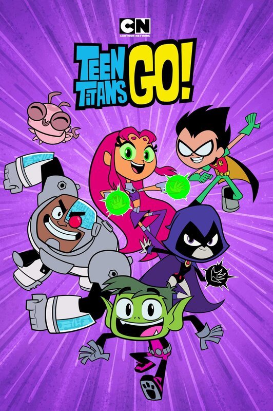 Second from left: Cyborg, in middle up: Starfire, in middle down: Beast Boy, second from right: Raven, first from right: Robin – Bild: Caroon Network