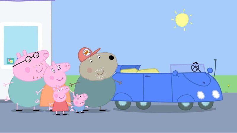 v.li.: Daddy Pig, Mummy Pig, Peppa Pig, George Pig, Granddad Dog – Bild: Paramount