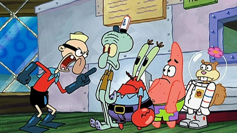 L-R: Barnacle Boy, Squidward, Mr. Krabs, Patrick, Sandy – Bild: ANNÉE Viacom International Inc. Tous droits réservés. Nickelodeon, Bob l’éponge et tous les autres titres, logos et personnages qui y sont associés sont des marques de commerce de Viacom International inc. Créé par Stephen Hillenburg.