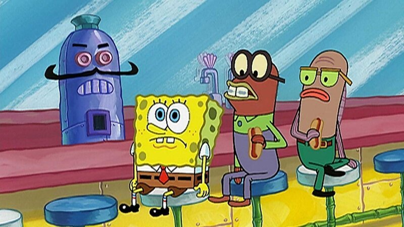 L-R: Animatronic server, SpongeBob, Weenie 1, Weenie 2 – Bild: ViacomCBS