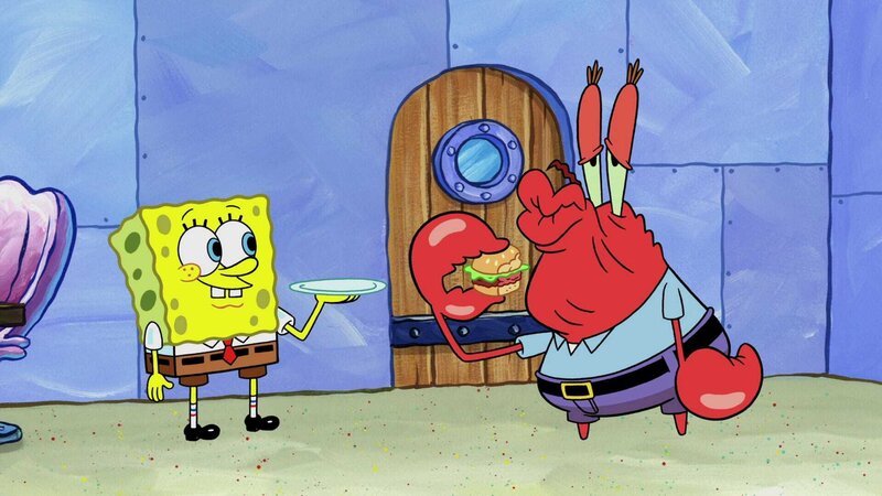 L-R: SpongeBob, Mr. Krabs – Bild: ViacomCBS