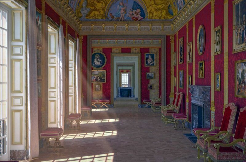 3D-Rekonstruktion eines der zahlreichen Räume im Schloss Versailles zu Zeiten Louis XIV. – Bild: ARTE France /​ © Gedeon Programmes