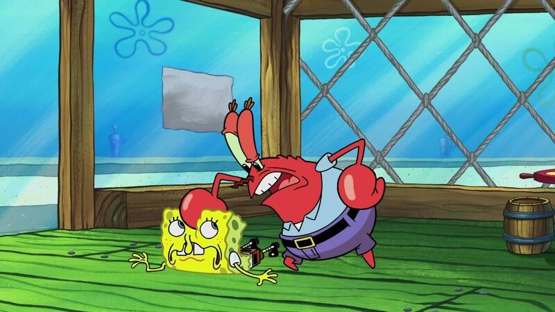 L-R: SpongeBob, Mr. Krabs – Bild: ANNÉE Viacom International Inc. Tous droits réservés. Nickelodeon, Bob l’éponge et tous les autres titres, logos et personnages qui y sont associés sont des marques de commerce de Viacom International inc. Créé par Stephen Hillenburg.