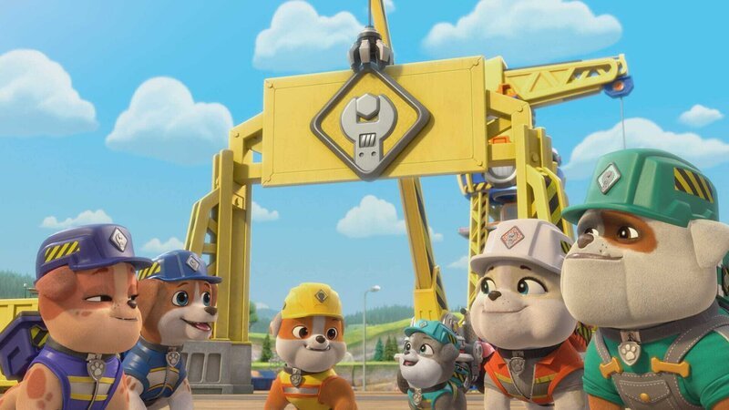 v.li.: Mix, Wheeler, Rubble, Motor, Auntie Crane, Grandpa Gravel – Bild: Paramount