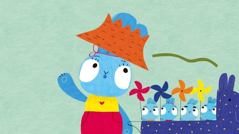 In der Prärie weht ein heftiger Wind und Ma wird der Sonnenhut vom Kopf geweht. Bop und Boo treffen bei der Suche auf die furchtlose Füchsin Franny. Unterdessen versucht Pa, Bop’s Möhrendrachen, der sich hoch in einem Baum verheddert hat, wieder herunter zu holen. – Bild: 2020 publishing house Glowberry Books LLC.