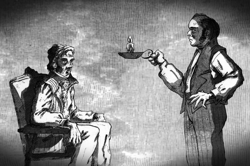 Der Vater der medizinischen Hypnose ist der schottische Chirurg James Braid: 1853 kommt er zu spät zu einem Patienten, der bei seiner Ankunft die Augen auf die Flamme einer Kerze gerichtet hat und der Wirklichkeit entrückt scheint. – Bild: Mona Lisa Production /​ Der Vater der medizinischen Hypnose ist der schottische Chirurg James Braid: 1853 kommt er zu spät zu einem Patienten, der bei seiner Ankunft die Augen auf die Flamme einer Kerze gerichtet hat und der  …