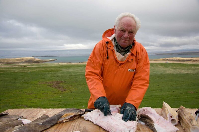 Vergorener Grönlandhai, eine Delikatesse? Hildibrandur ist sich da ganz sicher. – Bild: ZDF /​ © Sven Jaax