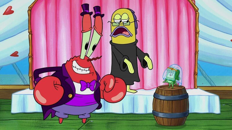 Vorne, l-r: Mr. Krabs, Cashina – Bild: ViacomCBS